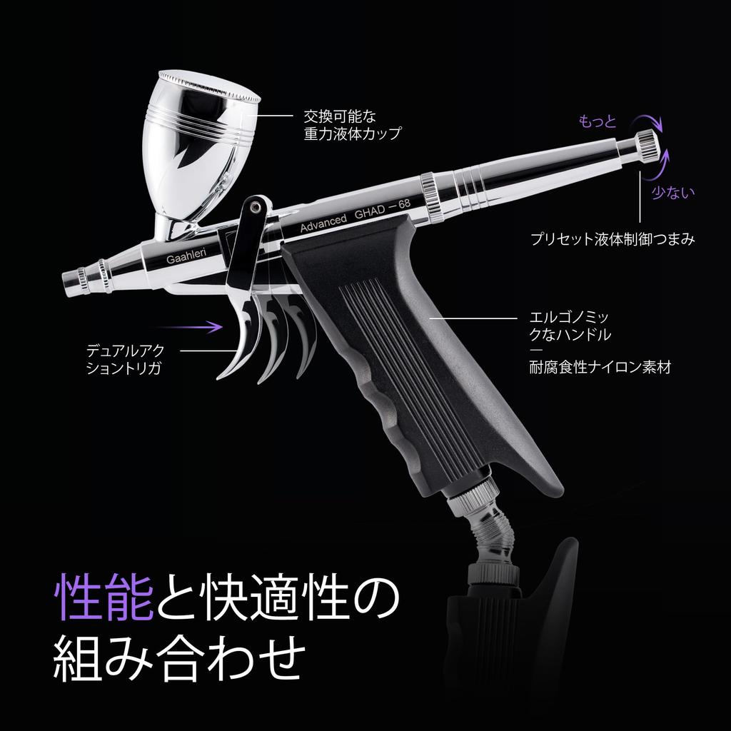 Gaahleri Dual-Action Trigger Airbrush – Advanced Series GHAD-68 (Self-Centering Insert Nozzle / 0.38 & 0.5 mm)