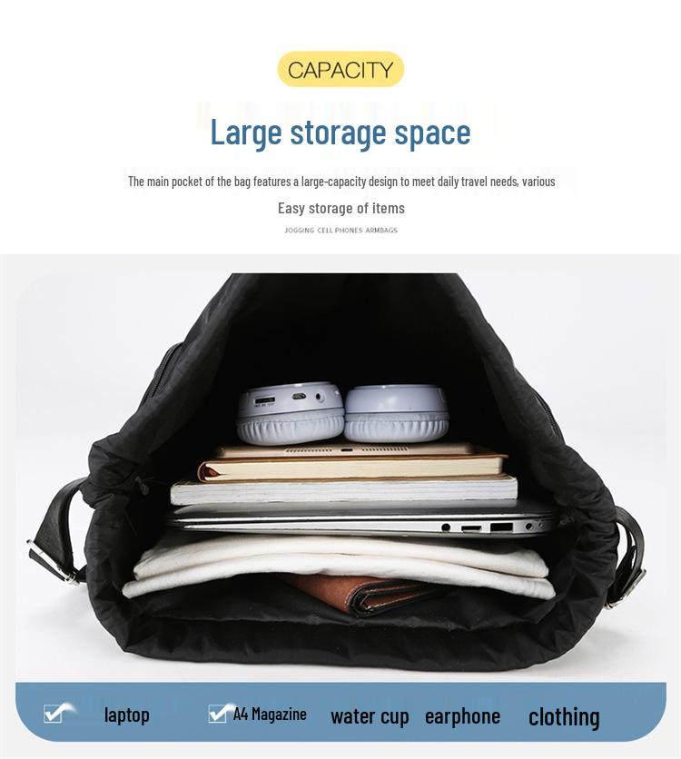 Men's Large Capacity Basketball & Swimming Drawstring Backpack - Portable Student Schoolbag with Logo Printing Option