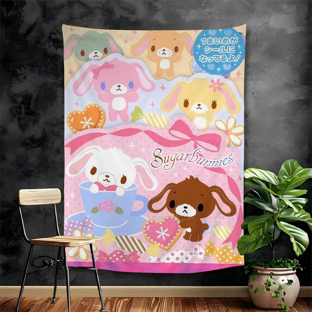 Sugarbunnies Anime Kawaii Movie Anime Tapestry Hanging Tarot Hippie Wall Rugs Dorm Home Decor