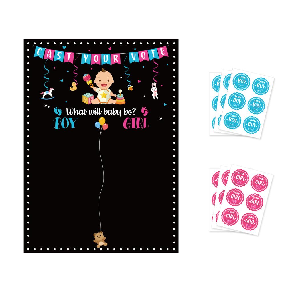 Baby Reveal Party Game Card Set - Gender Prediction & Baby Shower Activity Games for Birthday Party Including 'Baby Bingo'