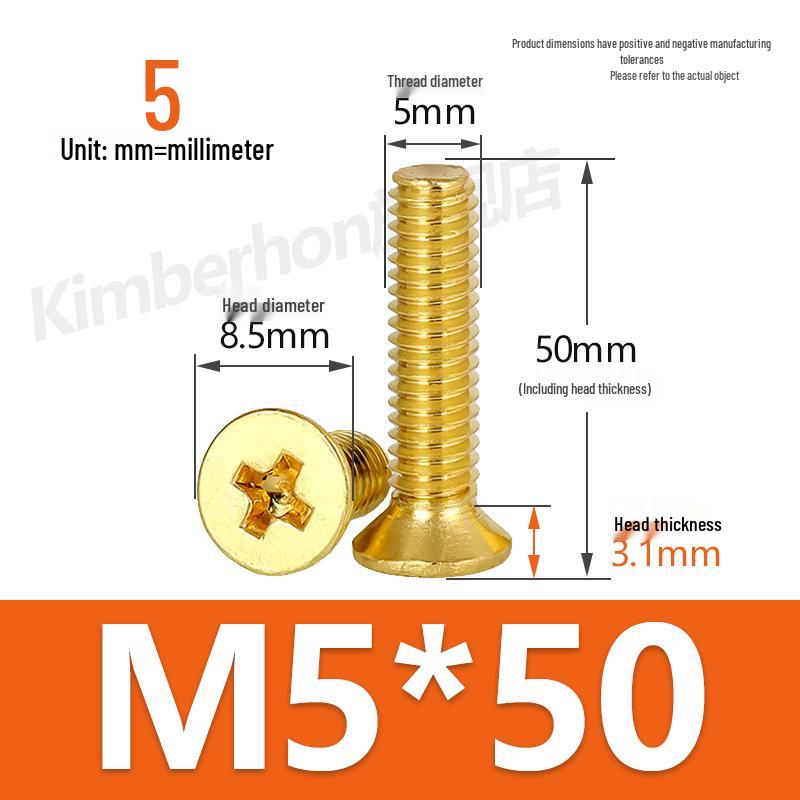 Copper Phillips Countersunk Head Machine Screws, Sizes M2–M4, Lengths 6/8/10/12mm
