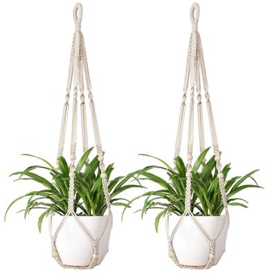 NOELAMOUR Hanging Planter Plant Hanger Macrame Hanging Planter for Houseplants (2 Pieces, Ivory)