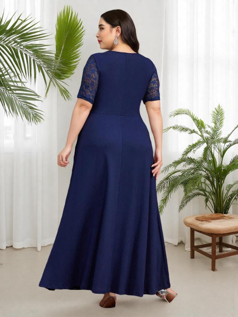 Plus Size Women's Socialite Style Lace Long Dress