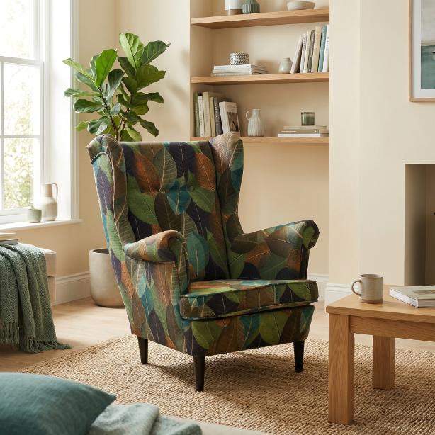Ohrensessel Ari Spring Print mit Muster im skandinavischen Stil – Family Meble