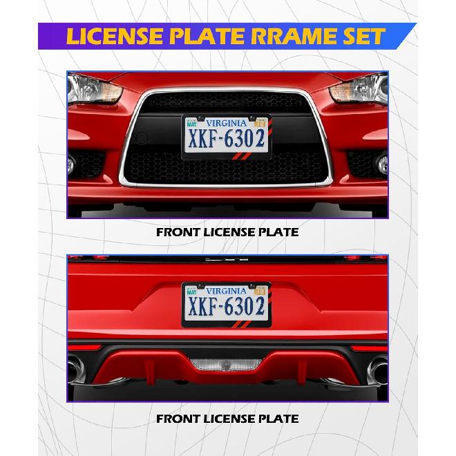 License Plate Frames,Car Accessories Matte Black License Plate Holder,Rust Rattle Proof Aluminum Holder with Screws mounting Kit,Universal Car Tag