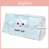 Dot Pattern Cat Pencil Case With Large Capacity For Students And Office Use