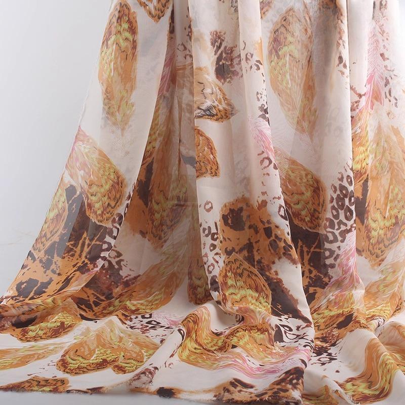75D Leopard Print Chiffon Fabric Summer Dress Strap Sun Protection Thin Transparent Draping Driftless Chiffon Material 100x150cm