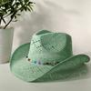 2026 Melesh Western-style Ginger Cowboy Hat with a Flexible Brim The Bohemian Style Is Perfect for Sun Protection On the Beach.