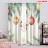 2pcs,2D Plane Printing Window Curtain Christmas Ornaments Santa Claus Watercolor Durable 100% Polyester Fabric (without Rod)