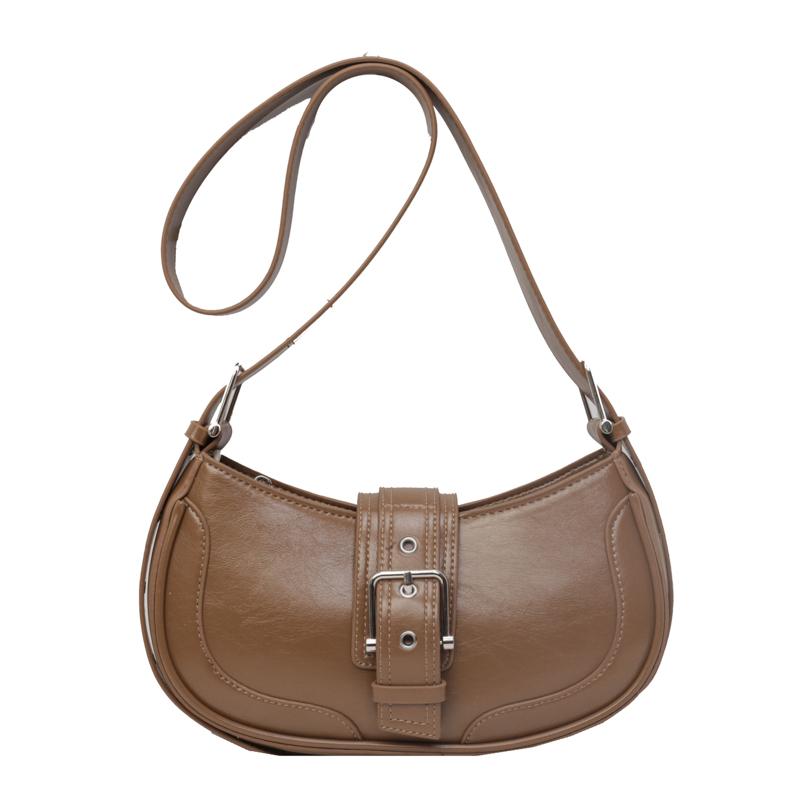 

Однотонная сумка-полумесяц из искусственной кожи, роскошная ретро женская сумка подмышку, модная брендовая маленькая сумка через плечо, дизайнерская сумочка