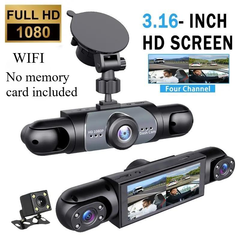 Dashcam a 4 Lenti: Registrazione HD 1080P (Anteriore, Posteriore, Sinistra, Destra) & Vista posteriore