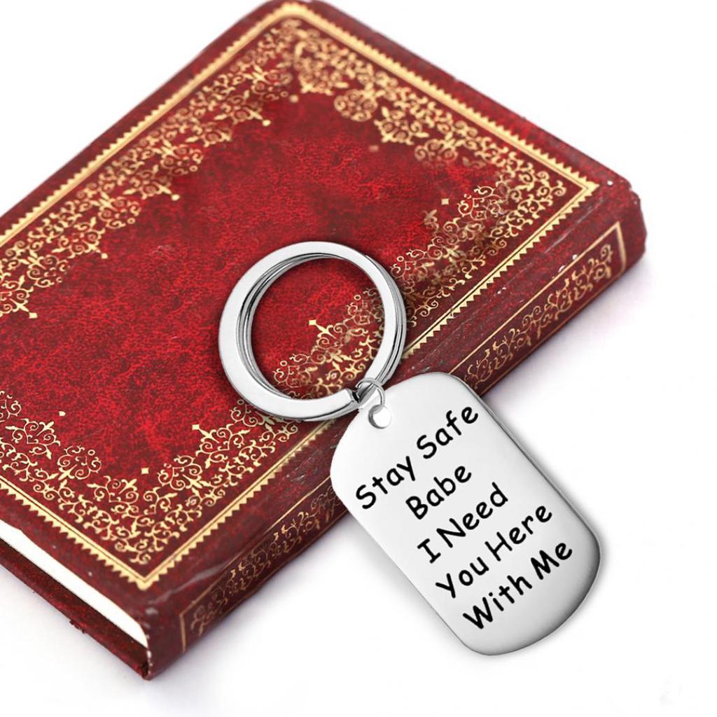 Buy Stay Safe Babe Letters Tag Charm Car Keychain Key Ring Holder