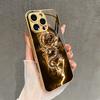 Golden Lightning Dragon Pattern Metallic Paint Glass Phone Case For iPhone 17 Pro Max 14 15 Pro 16 Plus 17Air 16E Cover