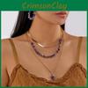 Elegant Multilayer Crushed Stone Geometric Necklace And Earrings For Women With Alloy And Iron Accents