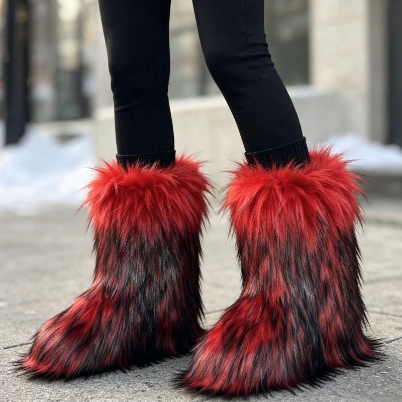 Imitation Raccoon Fur Boots Long Tube Winter Ladies Winter Imitation Fur Fox Fur Snow Boots