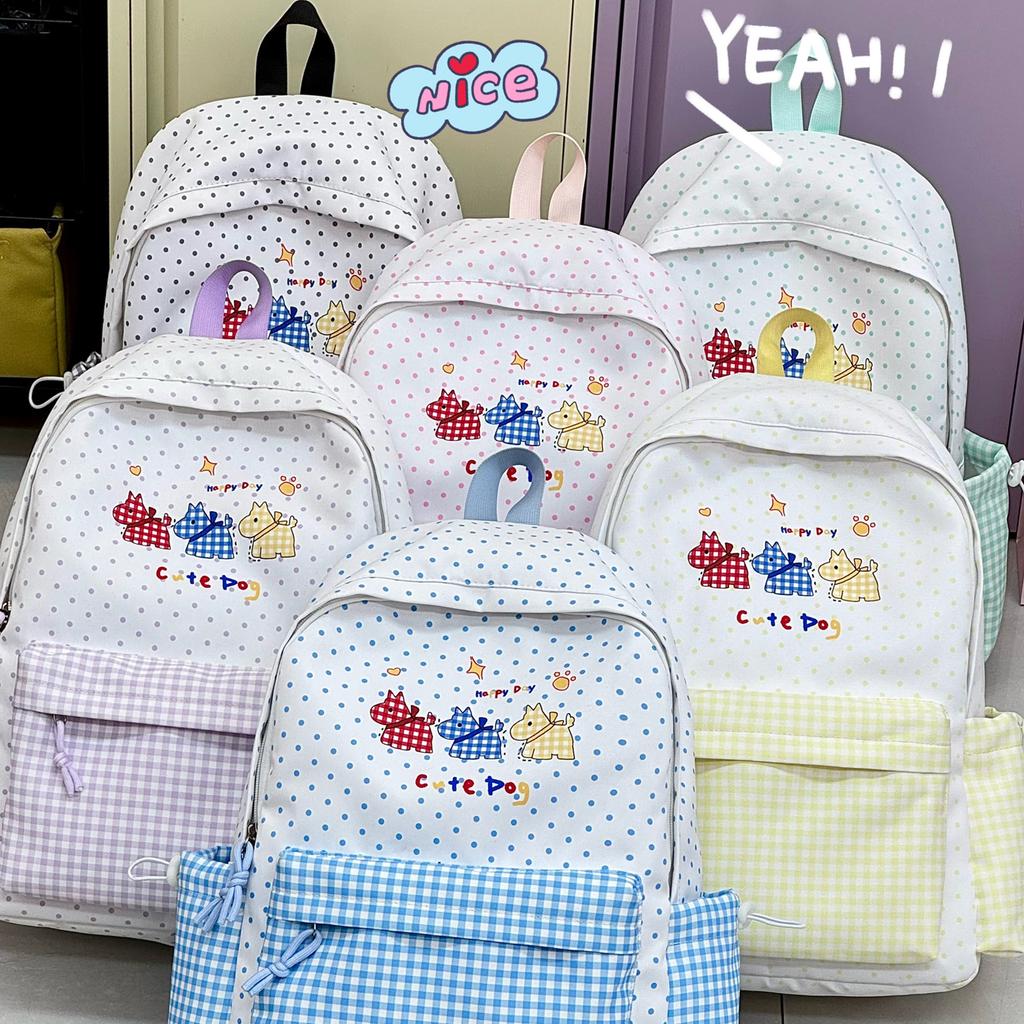 Schoolbag polka dot student schoolbag cute simple schoolbag high value girl feeling schoolbag fresh junior high school student schoolbag
