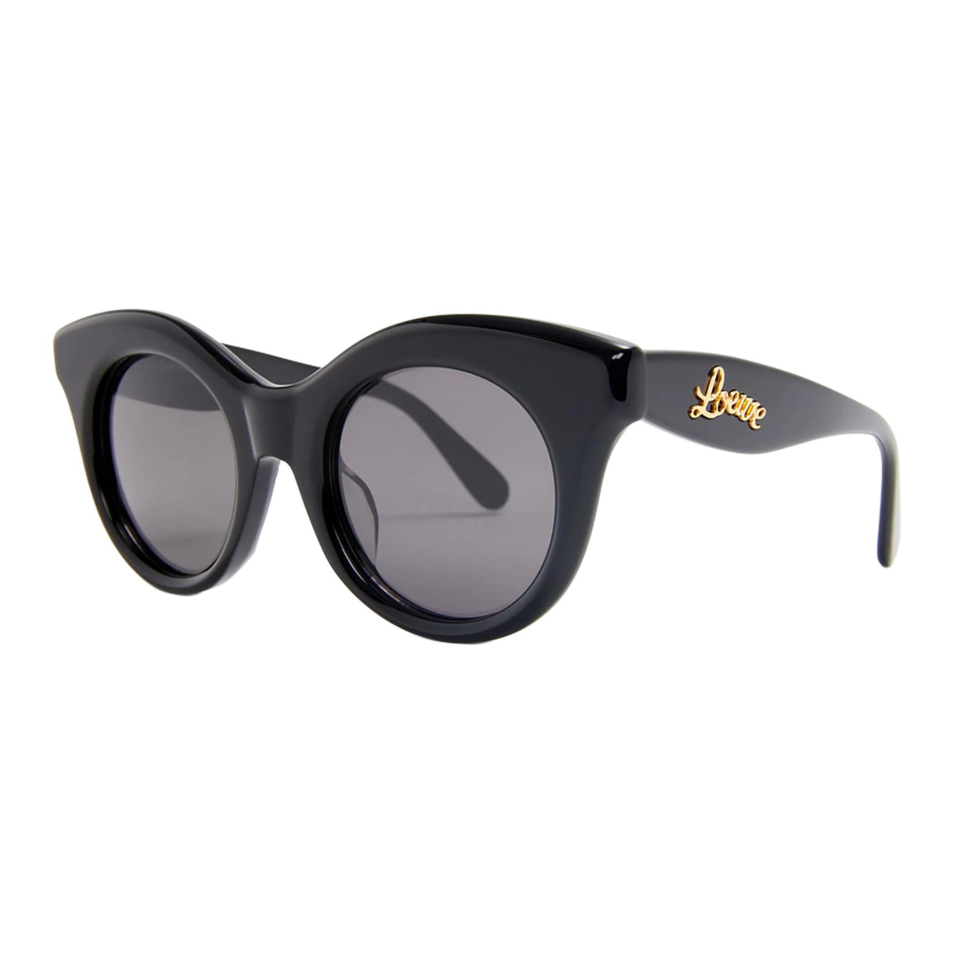 Loewe Logo Design Acetate Round Sunglasses Unisex sunglasses Black LW40126I4901A 49,Black