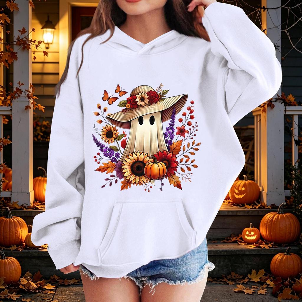 Children's Halloween Printed Pullover Hoodie, Casual Loose Fit for Daily Wear and Halloween Party