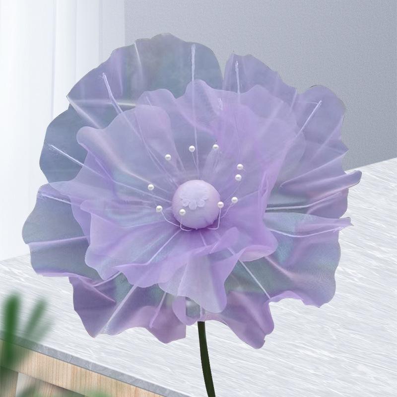 40Cm Artificial Rose Blossoms Large Flower Head Giant Gauze Fake Flowers 3D Fluffy Petals Wedding Landscaping Simulated Rose