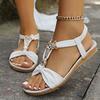 Rhinestone Sandals Women's Summer 2026 New Bohemian Diamond Flat All-match Flat Heel Open Toe Plus Size Women's Holiday Shoes