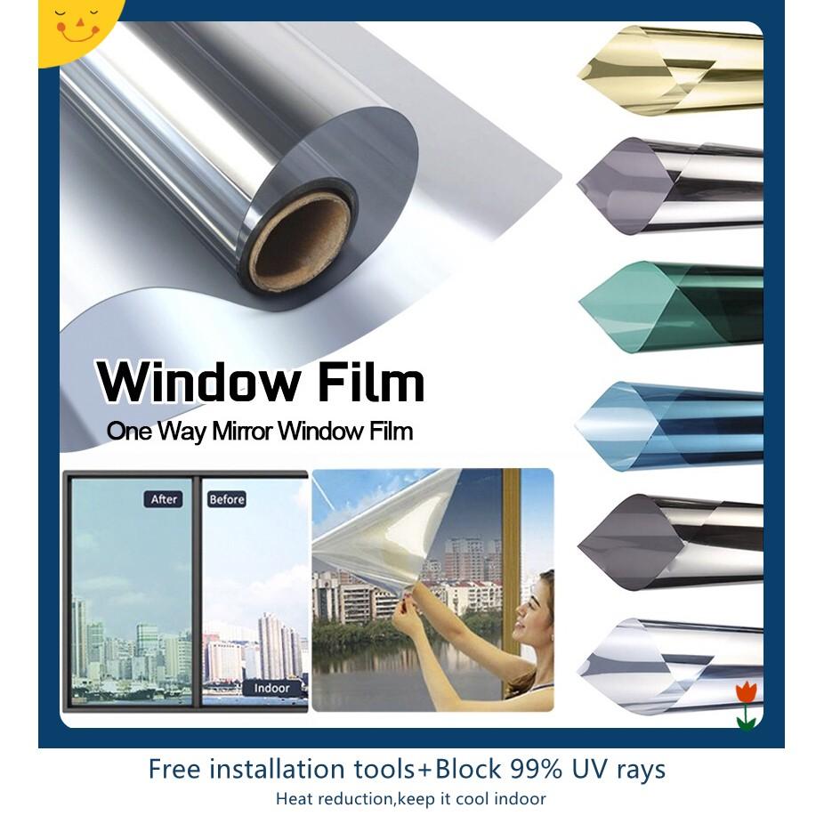 1/2 Meter One Way Mirror Window Film Vinyl Self-adhesive Reflective Solar Film Window Tint for Home Sliver Glass Sticker