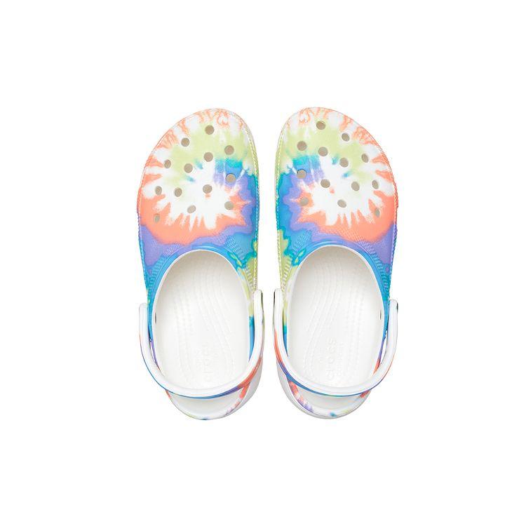 Crocs Classic Clog Lightweight Comfortable Sport Sandals Blue Orange Cloud Tie-Dye Print Women Sandals 207151-4KT