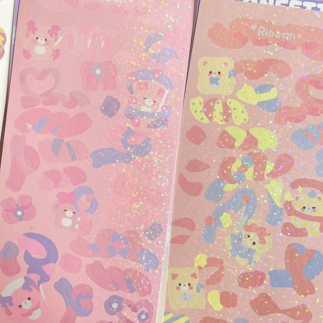 Маленький медведь Кролик Торт Сверкающий BlingBling Лазерная Наклейка Ручная Учетная — фото 6