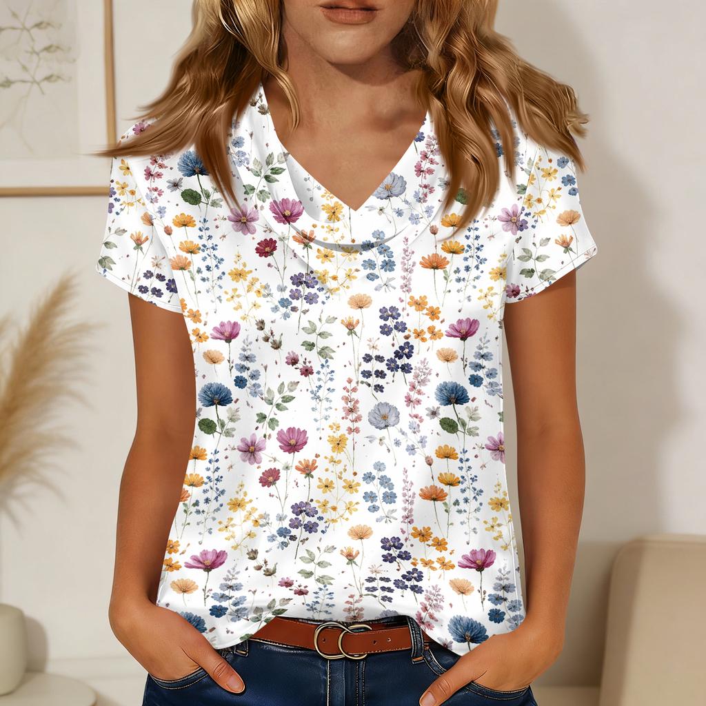 Women's Fashionable Casual Print Short-sleeved T-shirt Top