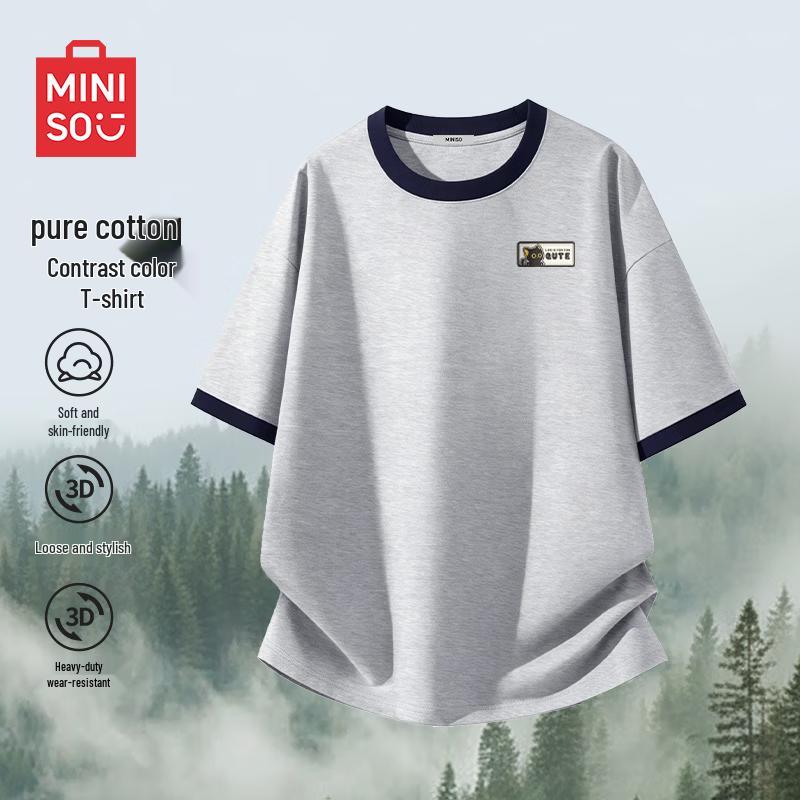 

MINISO Men s Pure Cotton Cat Icon T-Shirt L