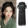 Wei Jin Headdress & Hanfu Costume Wig Set: Includes Warring States Robe, Hair Bun, Ma Mian Skirt, and Hair Accessories.
