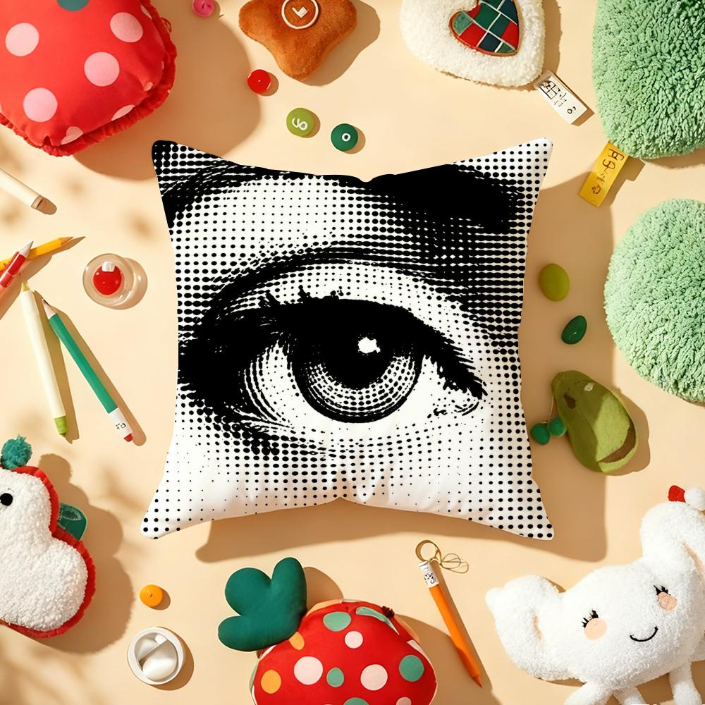 Fashion Modern Art Funny Face Cushion Cover Soft Short Plush DoubleSided Printing Home Decor Machine Washable Pillow Case Gift