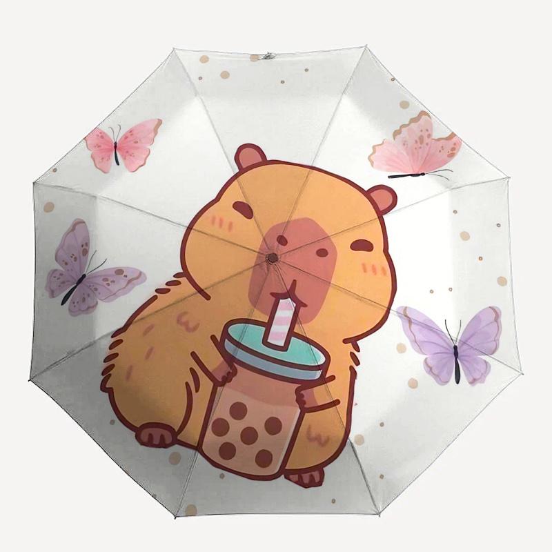 Capybara Themed Travel Umbrella-8 Ribs Automatic Opening and Closing, Portable Folding Design, Compact and Stylish Umbrella Suitable for Out