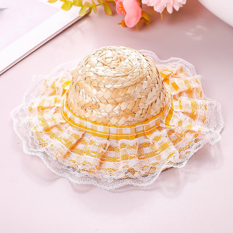 Popular Korean Straw Hat Foreign Style Farmer Hat Sun Hats Pet Cat Funny Retro Cute Bow Fashion Pet Products