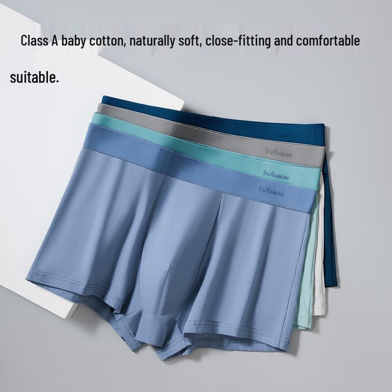 MiiOW Men's Class A Baby Cotton Antibacterial Boxer Briefs - 4-Pack