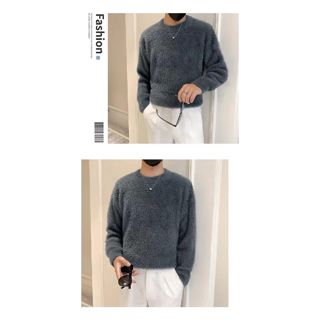 Spring 2024 Men's Sweater Patchwork Assorted Colors Skin-Friendly Fabric Fashion Versatile Top Casual Long-Sleeved Bottoming Shirt