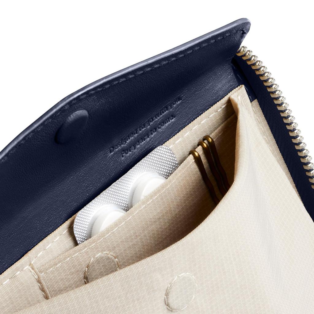 Bellroy Folio Wallet, a compact bifold leather wallet and clutch bag that holds cards, bills, coins, and everyday essentials - Navy