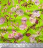 Soimoi Japan Crepe Satin Fabric Leaves,Peony & Dahlia Flower Printed Fabric 1 Metre 42 Inch