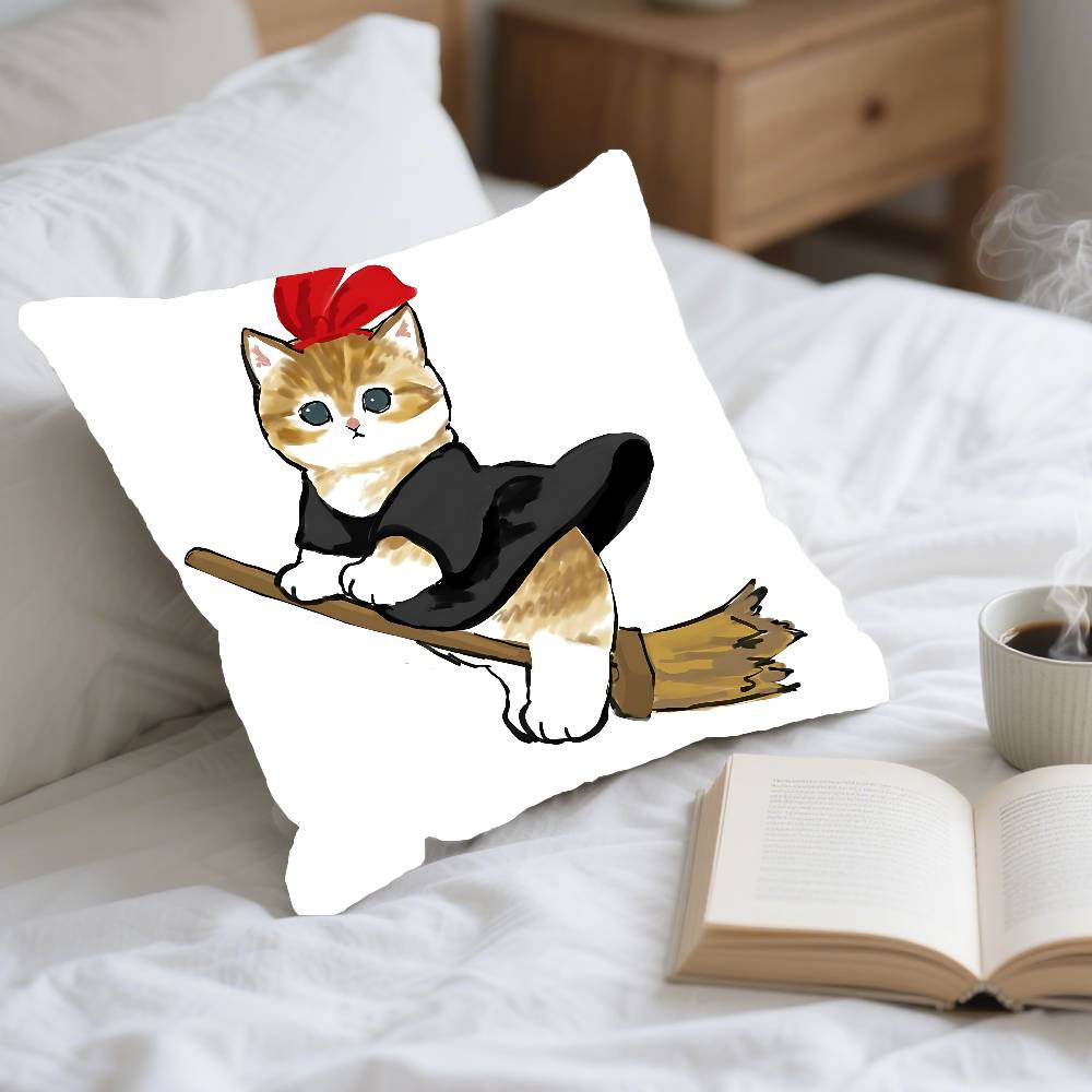 Hand Drawn Cute Cat Pillow Case Elegant Couple Home Living Room Bedroom Decorative Rectangle Pillowcase Sofa Cushion Cover
