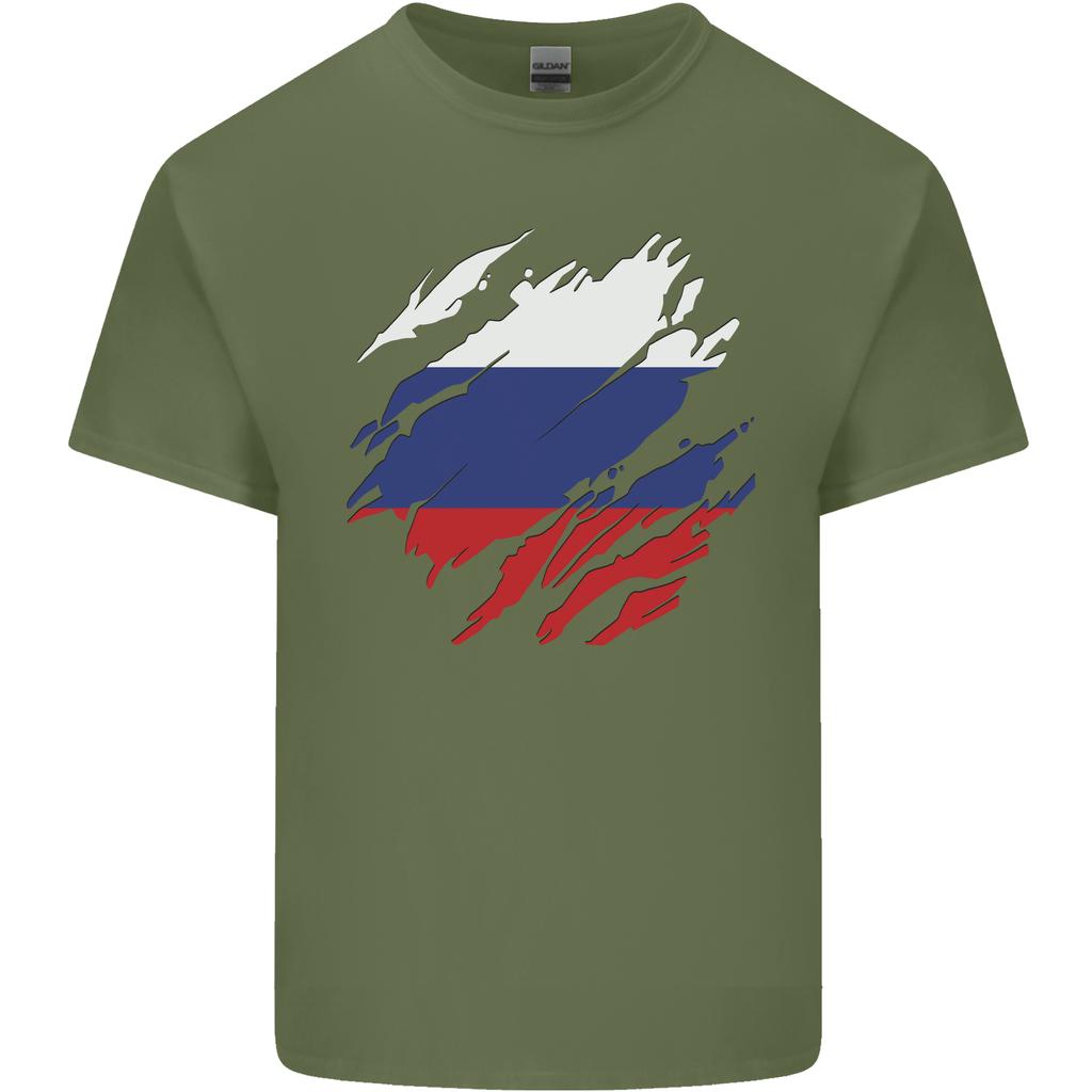 Torn Russia Flag Russian Day Football Unisexs Light Cotton TShirt