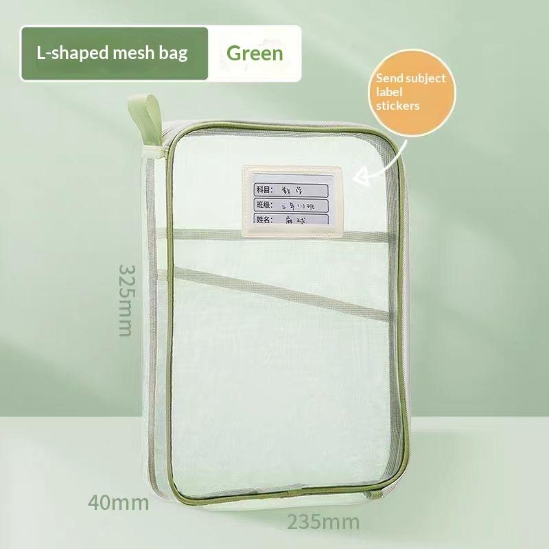 Mesh A4 File Organizer Bag 3 Layers Zipper Design Big Capacity Document Storage Pouch for Office Worker Student Daily Use