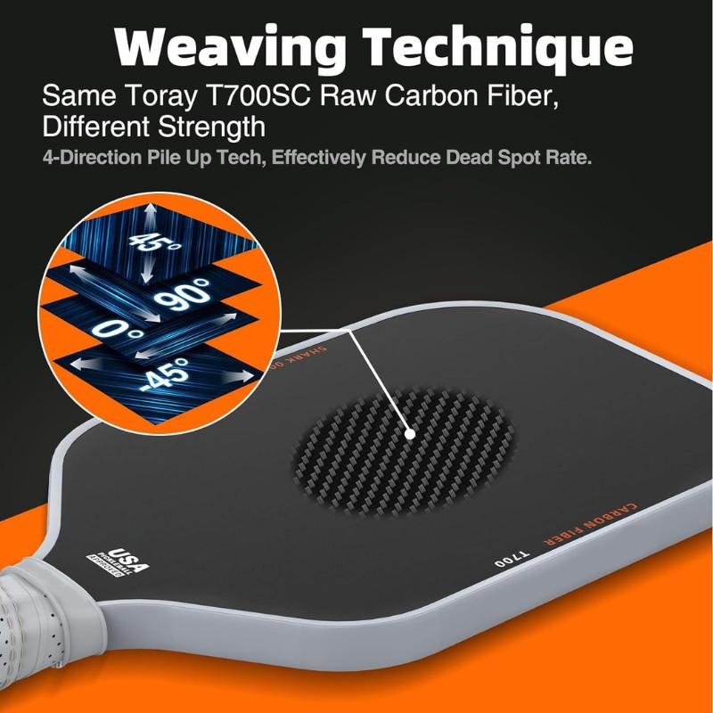 T700 Carbon Fiber Pickleball Paddle Professional Anti-slip Pickleball Paddle Outdoor Sports Pickleball Supplies Set
