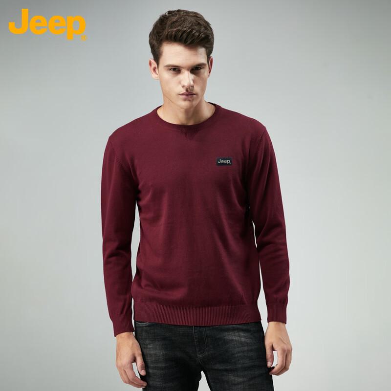 JEEP Men's Fleece Lined Round Neck Sweater