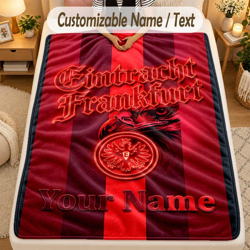FlaneldeckeEintracht Frankfurt Benutzerdefinierter Name Text Personalisierte Weiche Warme Überwurfdecke Heimdekoration Geschenk