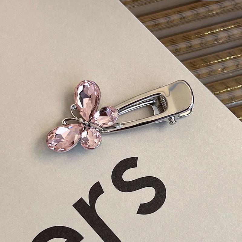 Pink Sweet Water Diamond Hair Clip Women's High End Temperament Duck Billed Clip Hair Accessories