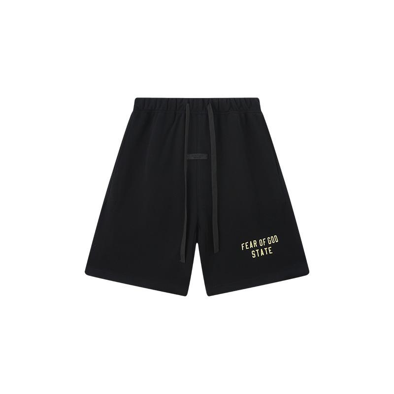 E855 Fear Of God Essentials Letter Sweat Shorts Unisex Oversized Cotton Drawstring Elastic Waist Streetwear Casual Sports Shorts S