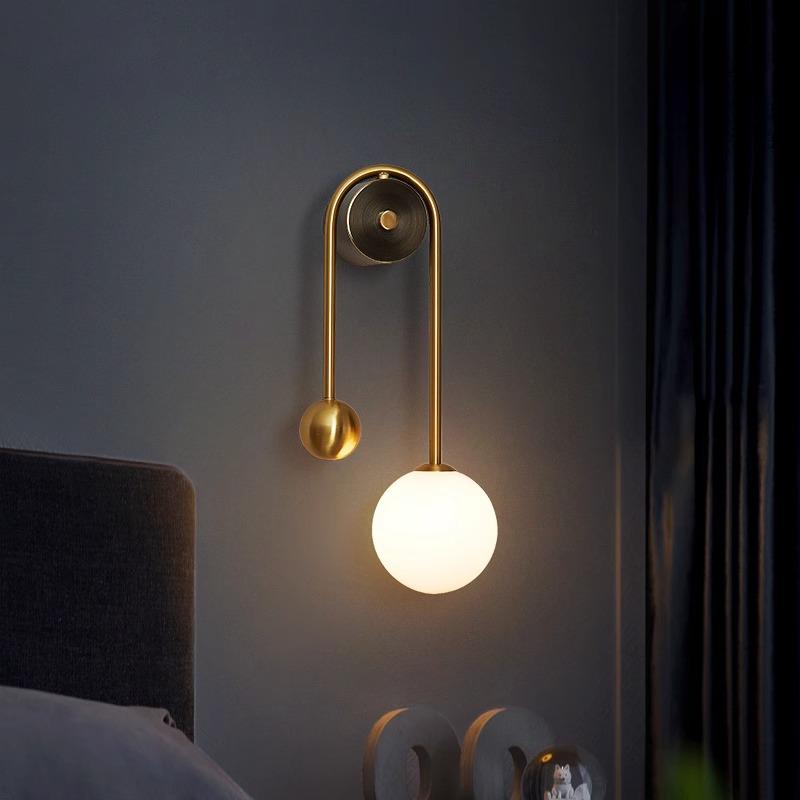 LED Bedroom Bedside Wall Light Lamp Glass Ball Gold Interior Lighting Sconce For Home Decor Living Room Corridor Luminaire