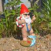 Adorable Resin Garden Gnome Statue with White Beard - Outdoor Handmade Decor