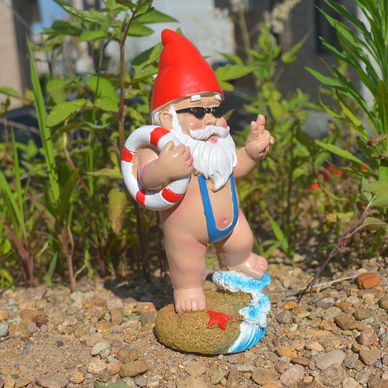 Adorable Resin Garden Gnome Statue with White Beard - Outdoor Handmade Decor