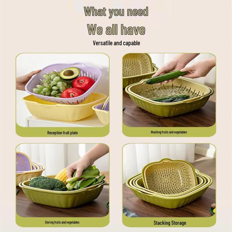 Double-Layer Silicone Kitchen Draining Basket