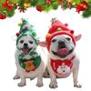 Festive Dog Cat Xmas Hat Bib Set – Red/green/white Polyester